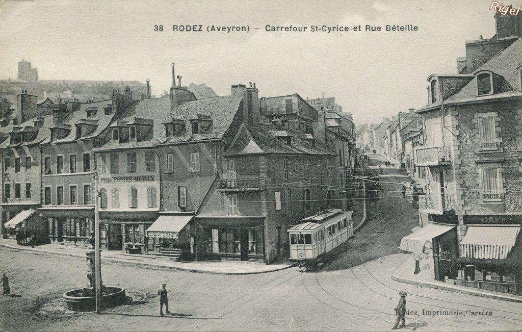 12-Rodez - Carrefour St-Cyrice et Rue Béteille - 38 Rodez Imprimerie Carrère.jpg
