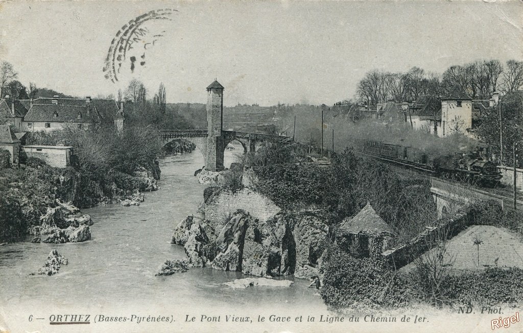 64-Orthez - Le Pont Vieux - La Gare -.jpg