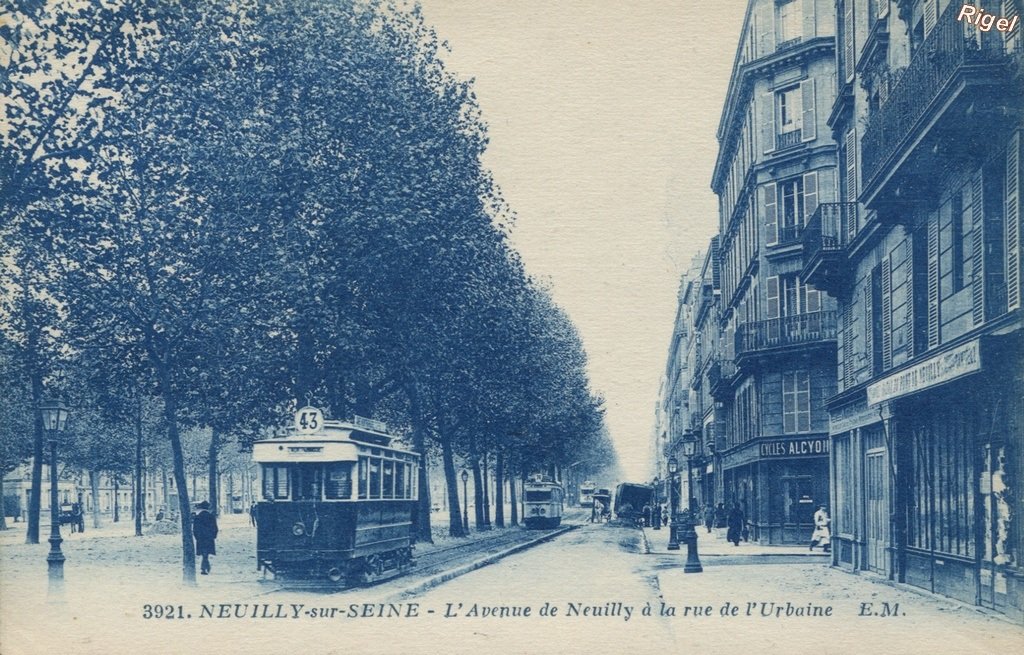 92-Neuilly-sur-Seine - L'Avenue de Neuilly à la rue de l'Urbaine - 3921 EM - Tramways ligne 43.jpg
