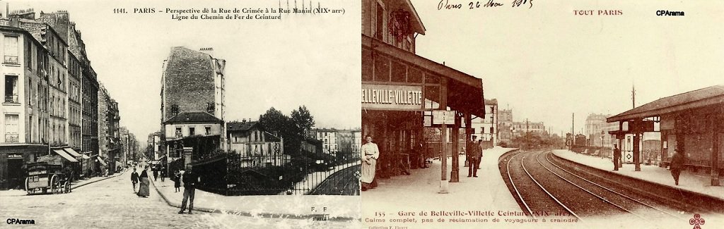 Paris XIXe - Carrefour rue de Crimée, rue Manin et Pont Crimée - Gare Belleville-Villette (Rigouard).jpg