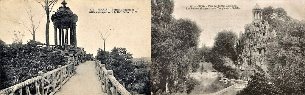 Buttes-Chaumont - Allée rustique vers le Belvédère - Les Rochers, Temple de la Sybille.jpg