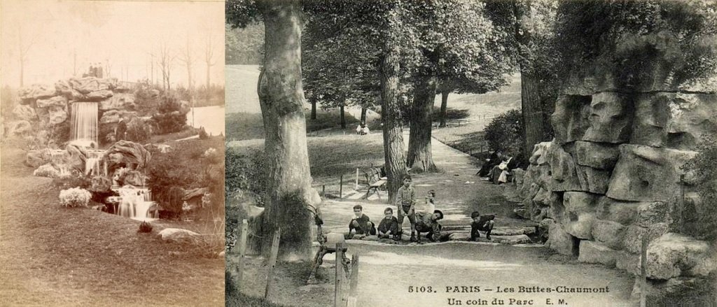 Parc des Buttes Chaumont - La Petite cascade en 1883 - L'origine de la Petite Cascade face à l'entrée Jean Ménans.jpg