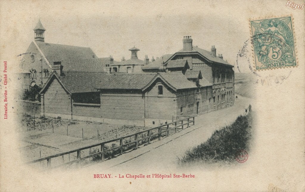 62-Bruay - Chapelle Hôpital Saint-Barbe - Librairie Berthe - Cliché Pentel.jpg