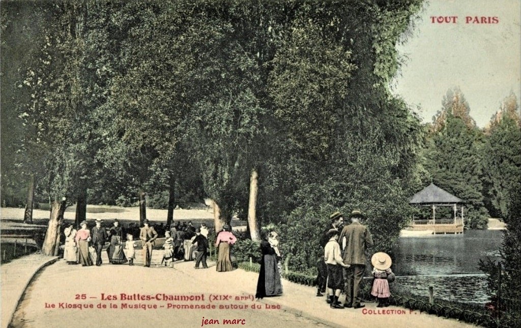 00 Buttes-Chaumont - Le Kiosque à musique - Promenade autour du Lac (Tout Paris 25, version colorisée).jpg