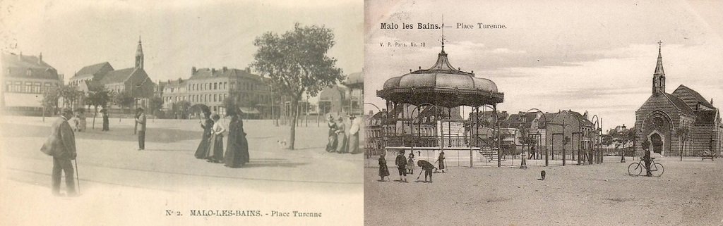 Malo-les-Bains - La Place Turenne et la première Eglise Sainte-Jeanne d'Arc.jpg