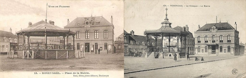 Rosendael - L'ancien et le nouveau Kiosque à musique place de la Mairie.jpg