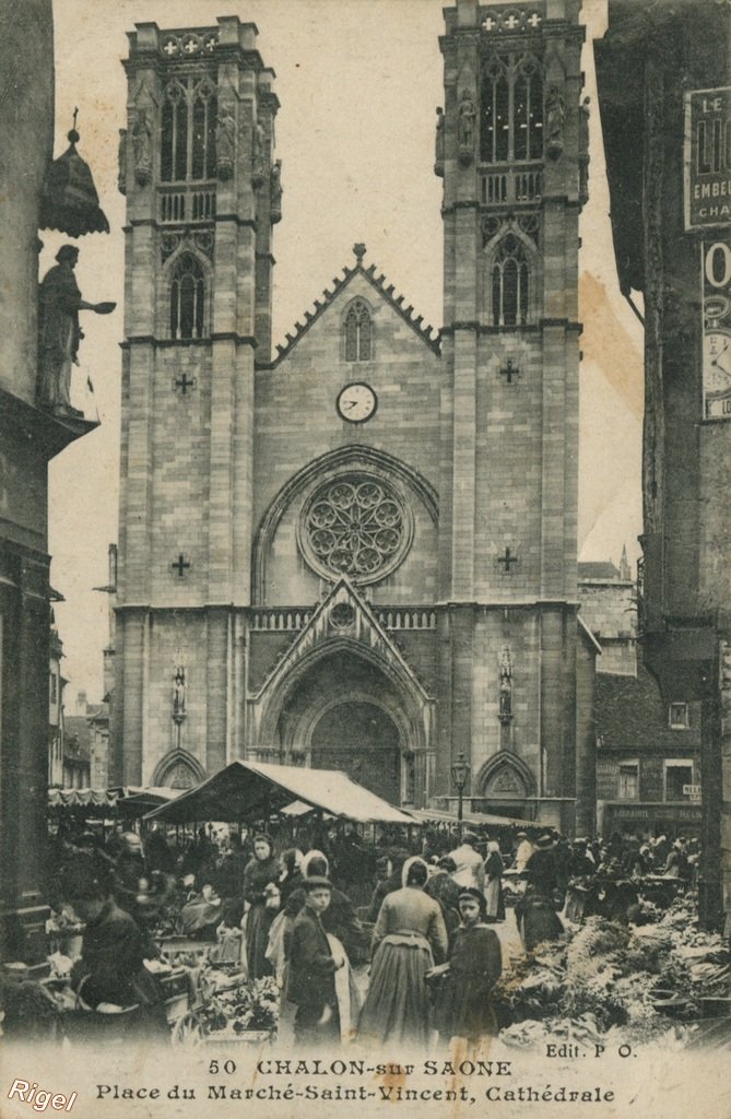 71-Chalon-sur-Saone - Place Marché Cathédrale - 50 PO édit phototypie Desaix.jpg