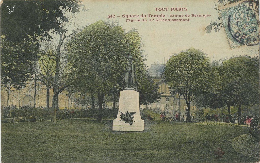 Z - 942 - Square du Temple et statue de Béranger Mairie du III°.jpg