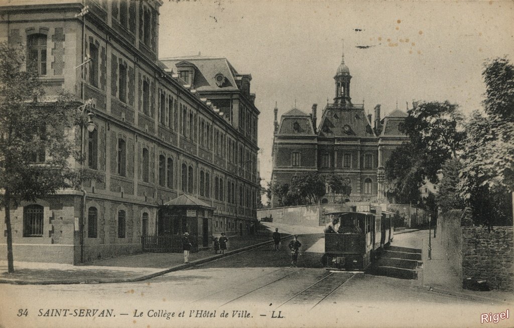 35-Saint-Servan - Le Collège et l'Hôtel de Ville - Tramway - 34 LL.jpg