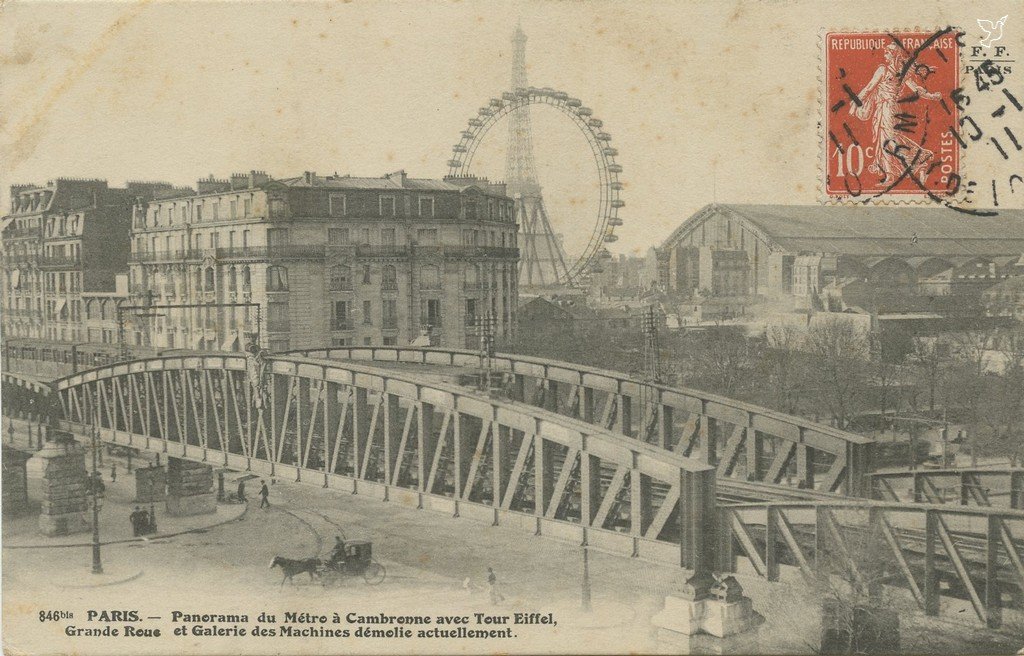 Z - FF 846 bis - Panorama du Métro à Cambronne avec Tour Eiffel etc...jpg