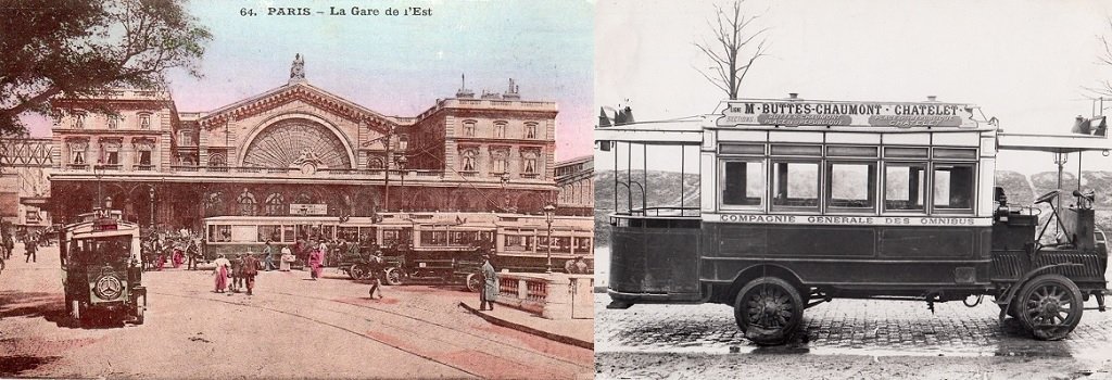 Bus de la ligne M, gare de l'Est (cliché agoronca, Cparama) - Omnibus, compagnie CGO Ligne M Buttes-Chaumont-Châtelet.jpg