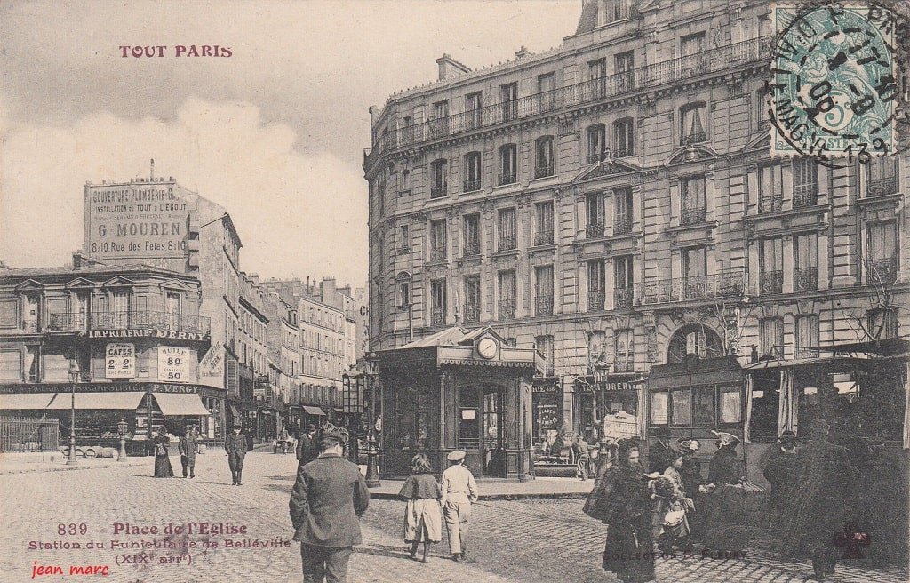 TOUT PARIS - 839 - Place de l'Eglise - Station du Funiculaire (XIXe arrt.) Collection F. Fleury.jpg