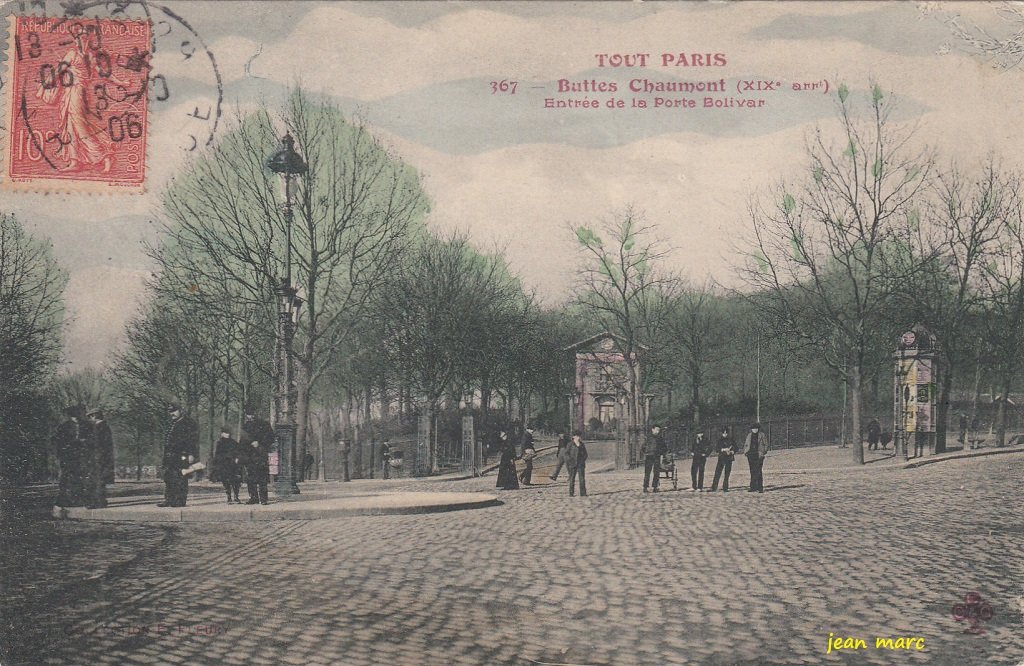 Tout-Paris - 367 - Buttes Chaumont - Entrée de la Porte Bolivar (XIXe arr) (variante colorisation).jpg
