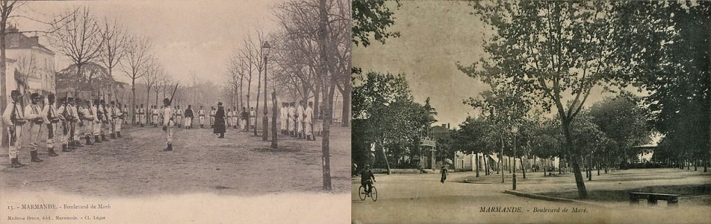 Marmande - Revue militaire sur le boulevard de Maré - Allées des tilleuls boulevard Maré.jpg