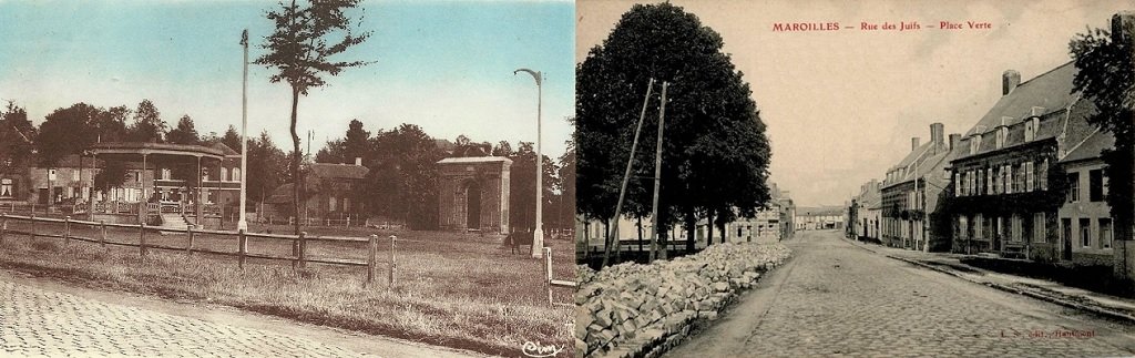 Maroilles - La Place Verte et le Kiosque - Rue des Juifs et Place Verte.jpg