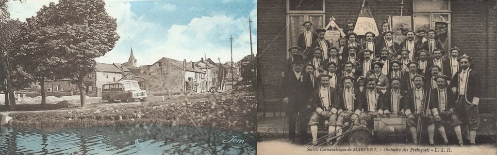 Marpent - La Place au bord de la Sambre, à droite rue de la Place - Orchestre des Freluquets de Marpent.jpg