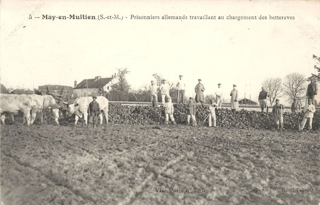77 - MAY-EN-MULTIEN - 5 - Prisonniers allemands travaillant au chargement des betteraves - Boucheny, Hôtel-Tabac - Visé Paris n° 296 - 13-12-13.jpg