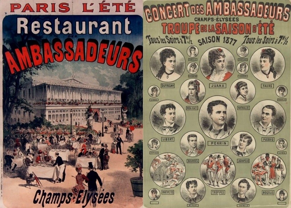 04 Café-Restaurant-Concert des Ambassadeurs affiches 1884 et 1877.jpg