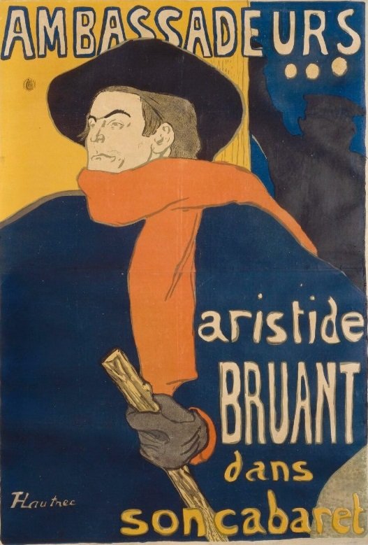 Artistide Bruant dans son cabaret Ambassadeurs (affiche Toulouse-Lautrec 1892).jpg