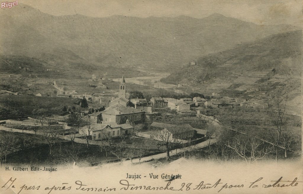 07-Jaujac - Vue Générale - H Gilbert Edit - av 1905.jpg