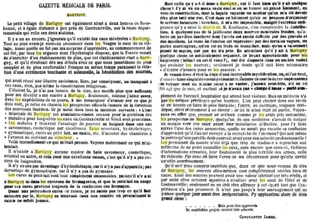Martigny - 25 septembre 1862 Gazette médicale de Paris article Constantin James.jpg