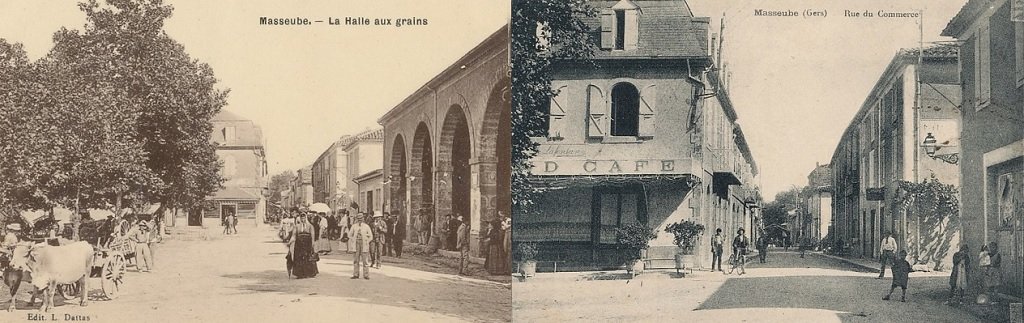 Masseube - La Halle aux grains et le Café du Foirail - Le Grand Café du Foirail à l'entrée de la rue du Commerce.jpg