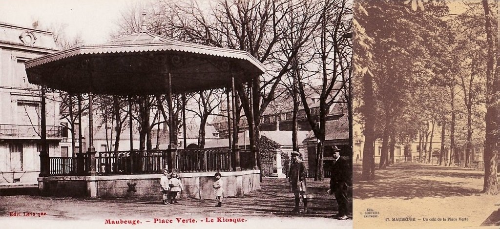 Maubeuge - La Place Verte, le kiosque à musique - Un coin de la Place Verte.jpg