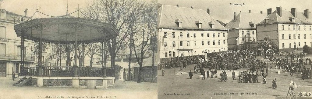 Maubeuge - Kiosque à musique de la place Verte - Fête du 145e de ligne sur l'Esplanade.jpg