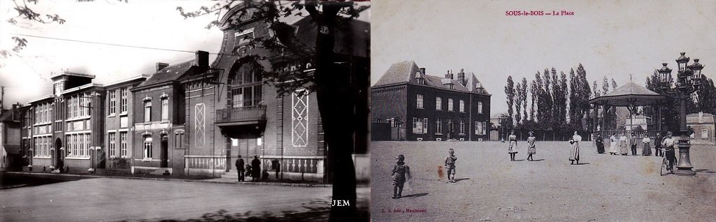 Maubeuge Sous-le-Bois - Salle des fêtes et école de garçons - La Place et le Kiosque à musique.jpg