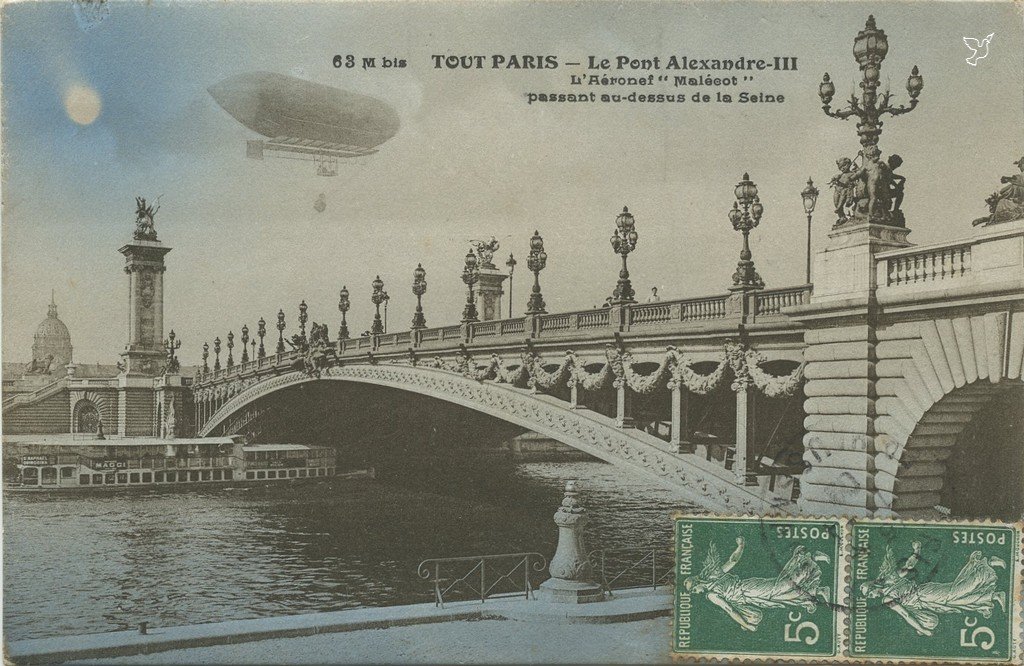 Z - 63 M bis - Le Pont Alexandre III - aeronef Malécot au-dessus de la Seine.jpg