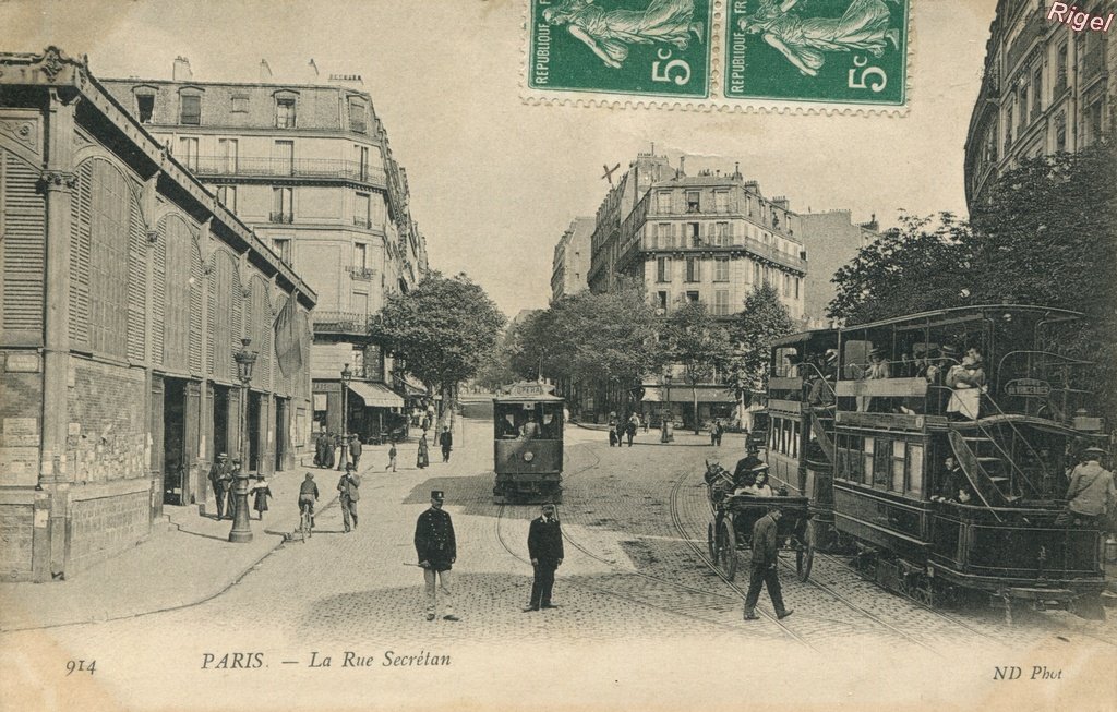 75-19-Paris - Rue Secrétan - Tramways - 914 ND Phot.jpg