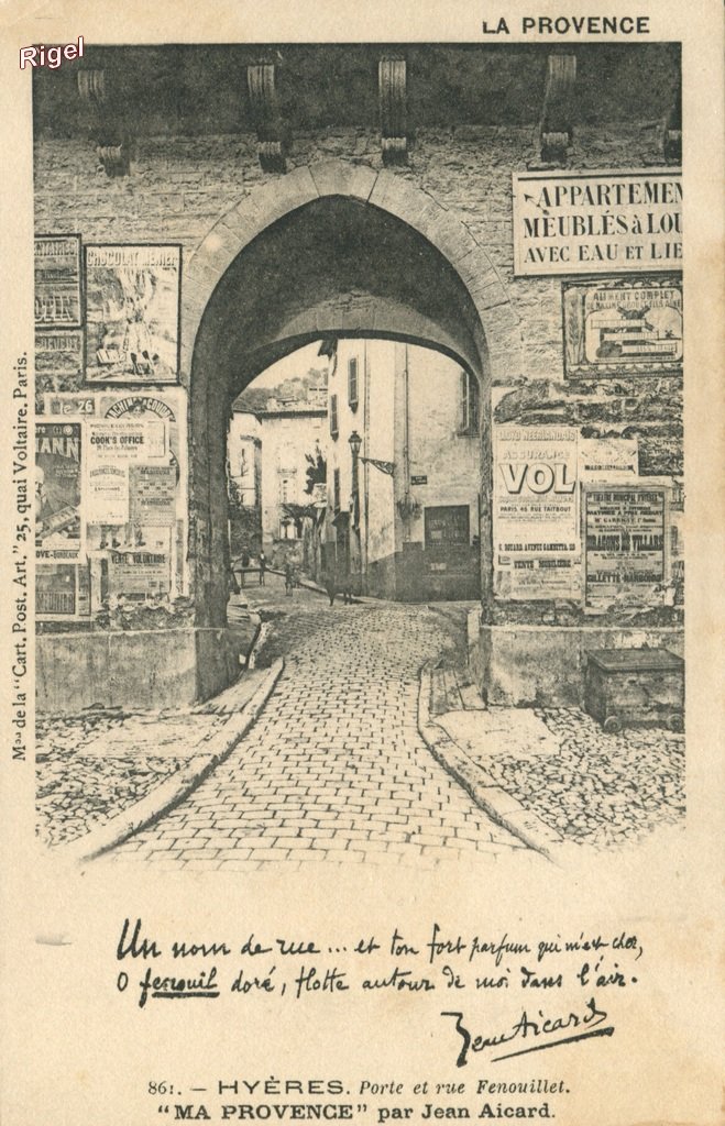 83-Hyères - Porte et Rue Fenouillet - Jean Aicard Poëme - 861 MCPA.jpg