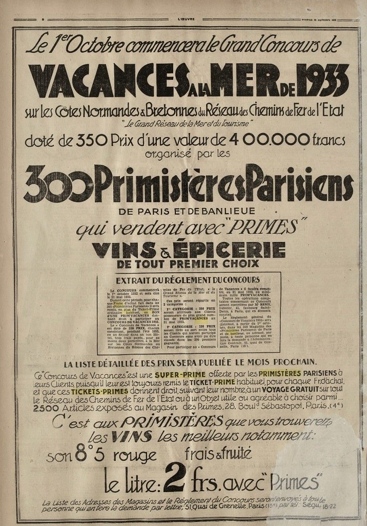 Tickets-Primes accordés à la clientèle des Primistères 1932.jpg