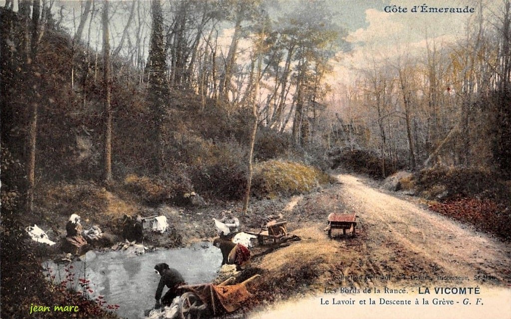 La Vicomté - Le Lavoir et la Descente à la grève (colorisé).jpg