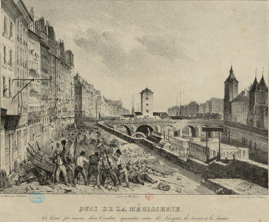 Le Quai de la Mégisserie en 1830 (gravure Goblain).jpg