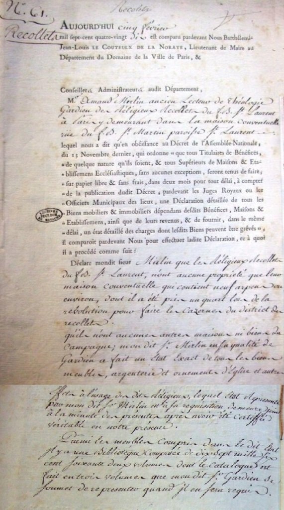 5 février 1790 Déclaration d'Armand Mirlin, prieur des Récollets.jpg