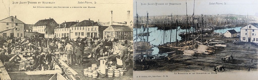 0 Saint-Pierre - Débarquement des provisions à l'arrivée des marins - Les Goélettes de pêche.jpg