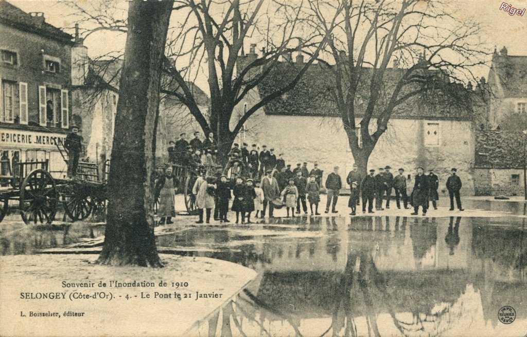 21-Selongey - Le pont le 21 Janvier - Inondation - L Boisselier éditeur.jpg