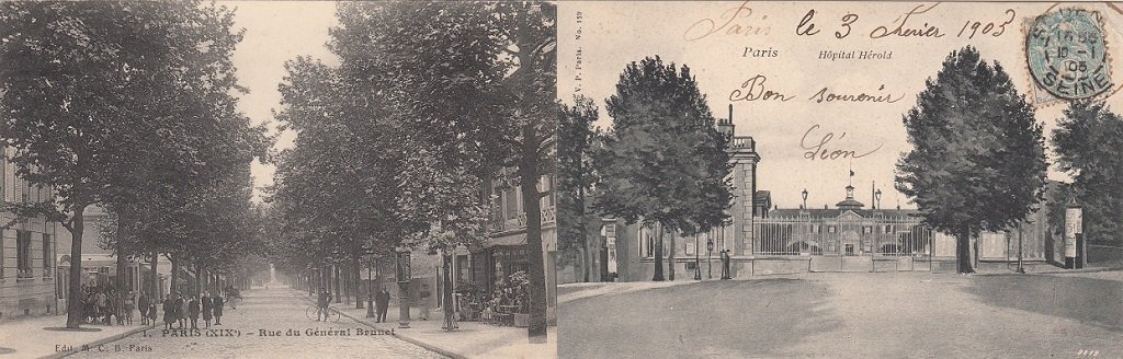 0 Paris - rue du Général Brunet et Hôpital Hérold place du Danube.jpg