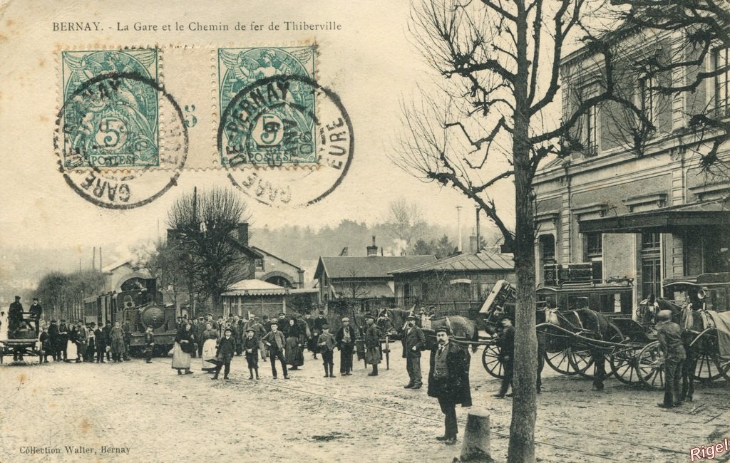 27-Bernay - La Gare et CF Thiberville - Coll Walter.jpg