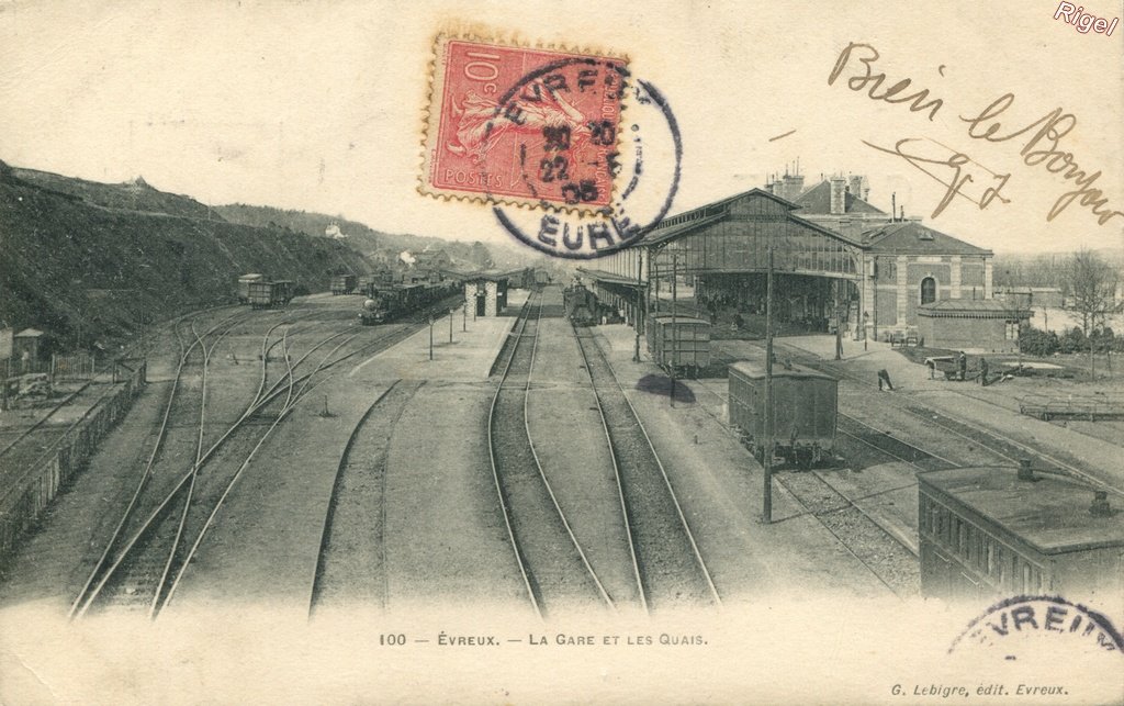 27-Evreux - La Gare et les Quais - 100 G Lebigre édit.jpg