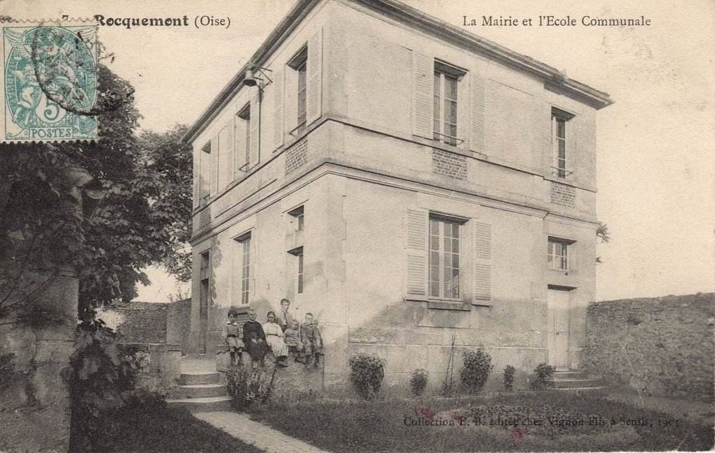 60 - ROCQUEMONT - 7 - La Mairie et l'Ecole Communale - Collection E.B. - 09-02-24.jpg