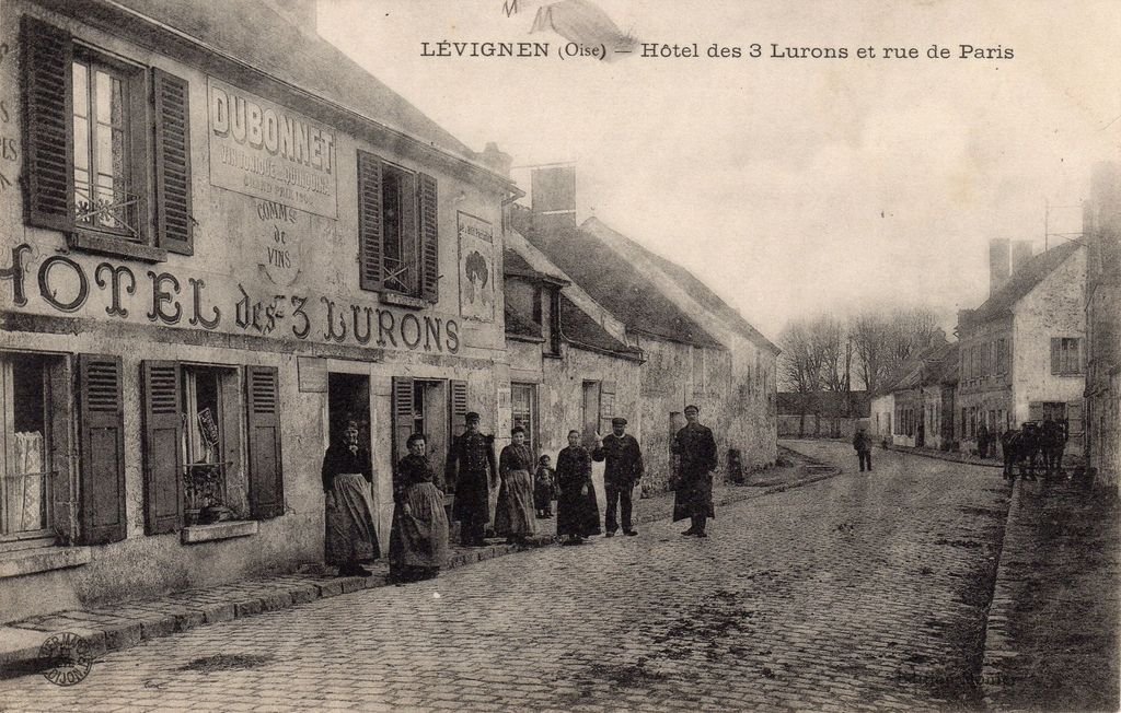 60 - LEVIGNEN - Hôtel des 3 Lurons et rue de Paris - Edition Monier - Bauer - 29-03-24.jpg