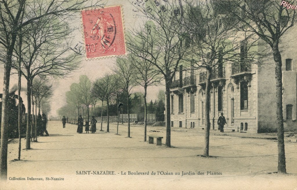 44-St-Nazaire - Bd de l'Océan au jardin des Plantes - Tramway - Color -  Coll Delaveau.jpg