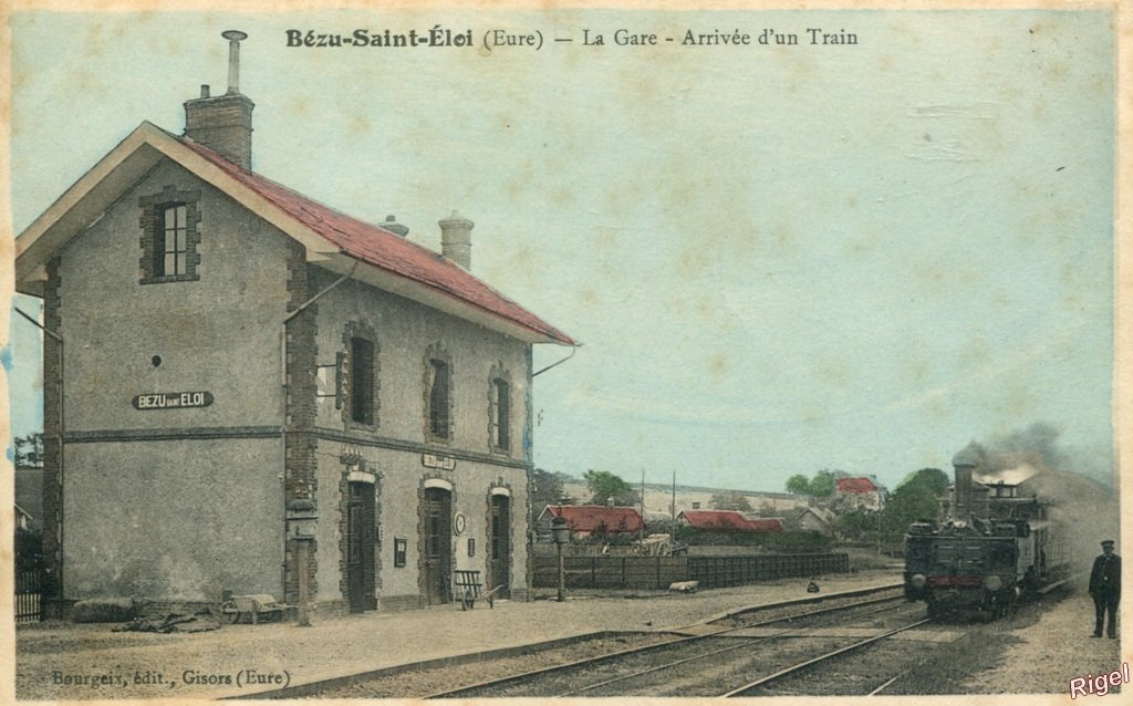 27-Bézu-Saint-Eloi - La Gare - Arrivée d'un Train - Color - Bourgeix édit.jpg