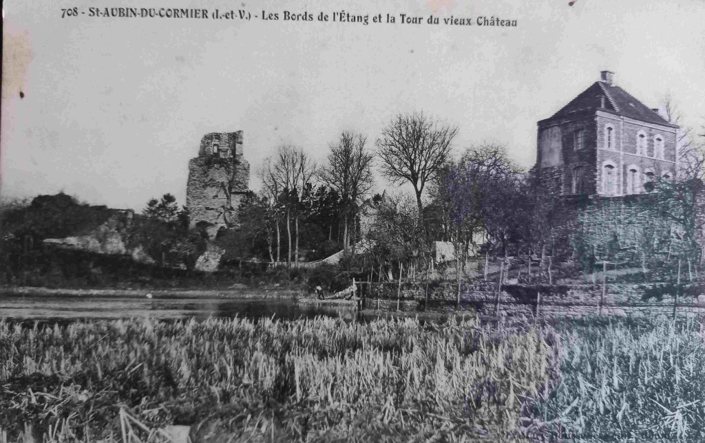 708 - Saint Aubin du Cormier - les bords de l'étang et la tour du vieux château -emr.jpg