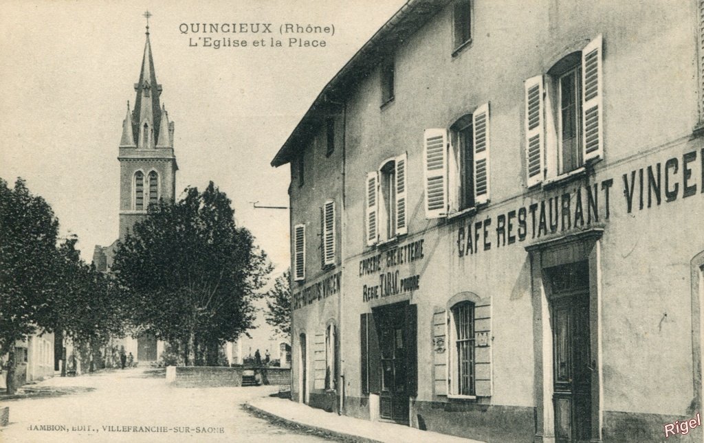 69-Quincieux - L'Eglise et la Place - Chambion Edit.jpg
