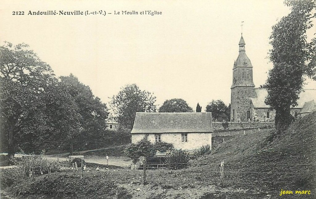 Andouillé-Neuville - Le Moulin et l'Église.jpg