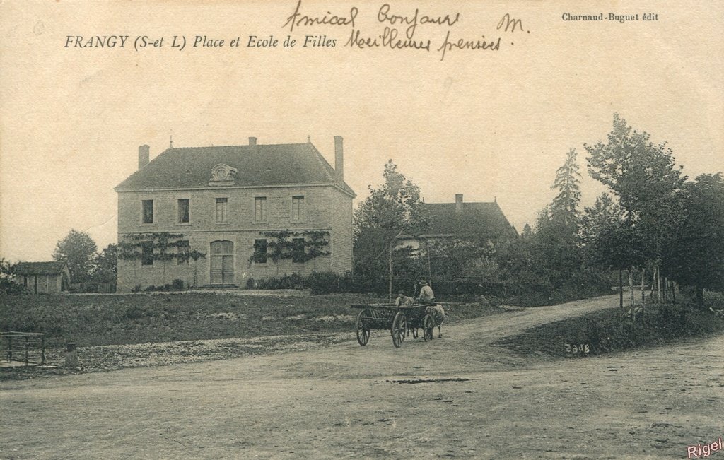 71-Frangy - Place et Ecole de Filles - Charnaud-Buguet édit.jpg