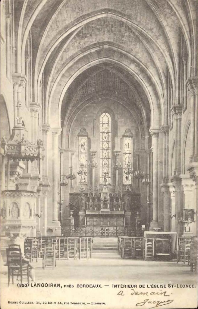 850 - Langoiran, près Bordeaux - Intérieur de l'église St-Léonce.jpg